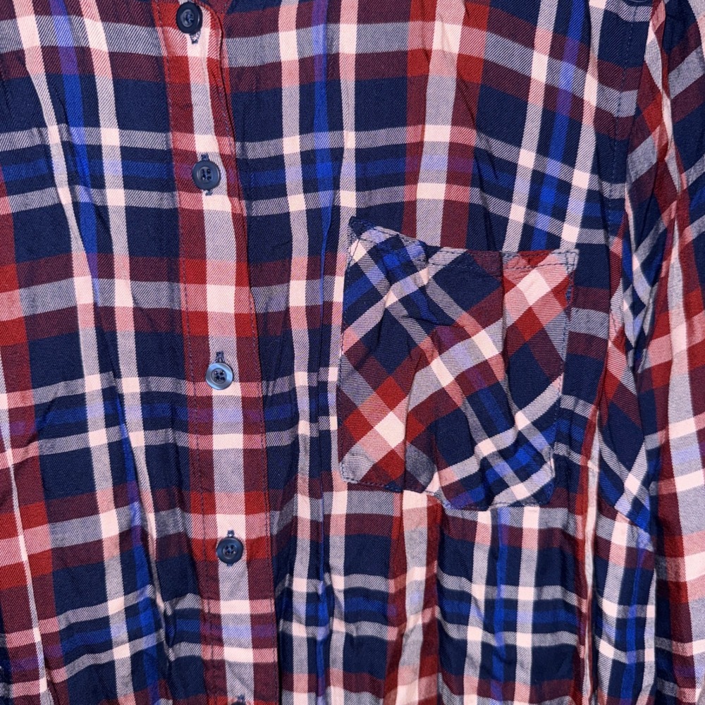 Torrid‎ Women's Plaid Button Down Long Sleeve Shirt Red White Blue Size 2X - Picture 2 of 6